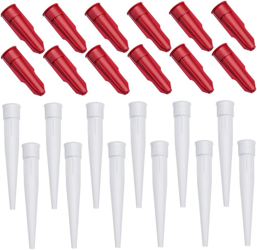 24 boquillas de sellador de silicona, boquillas de plástico para calafatear pistola de calafatear, con boquilla de tubo rojo, aplicador de boquillas