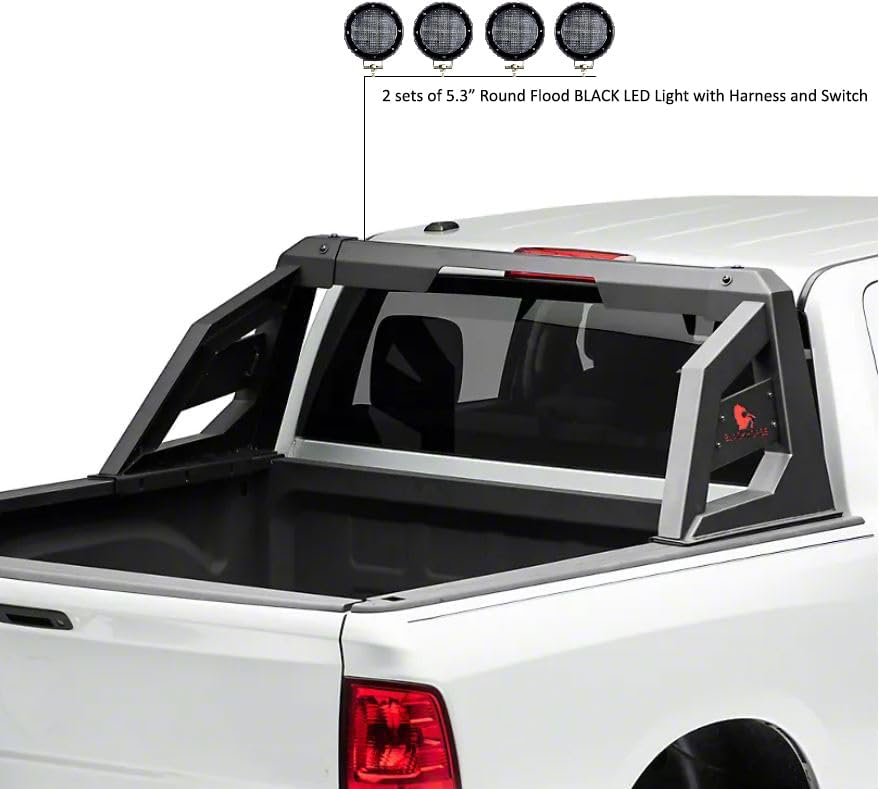 Black Horse Armour – Juego de luces LED de 5.3 pulgadas de diámetro, color negro, compatible con Chevrolet Silverado 3500 01-06  Chevrolet Silverado