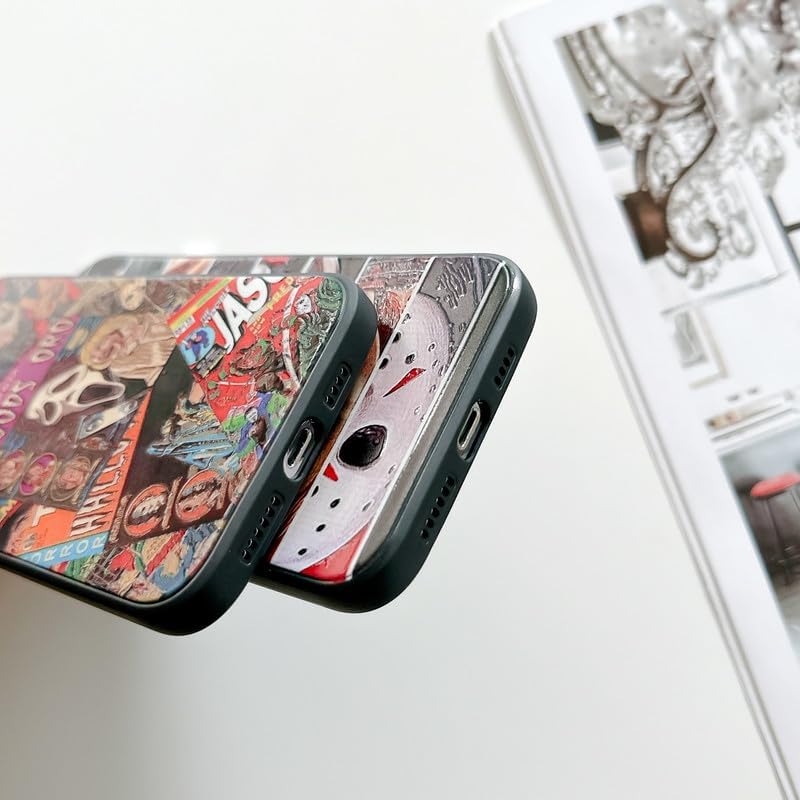 AraoUe Funda de teléfono de Halloween para iPhone 14 Pro Max para niños, niñas, hombres, mujeres y adolescentes, impresión de collage de caras