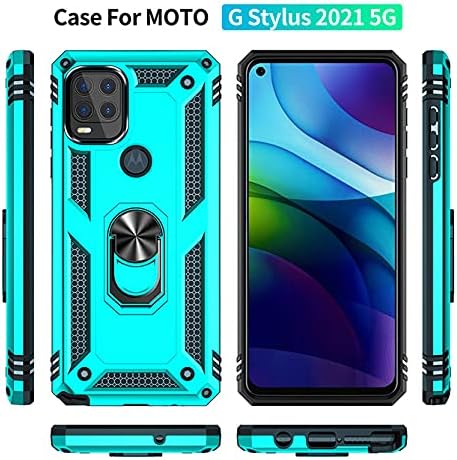 Androgate Funda compatible con Moto G Stylus 5G con protector de pantalla HD, soporte de anillo de grado militar, soporte para automóvil, prueba de