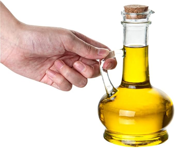 Restaurantware RW Base – Dispensador de aceite de oliva de 8 onzas, 1 botella dispensadora de aceite de cocina, con tapa de corcho, sin fugas,
