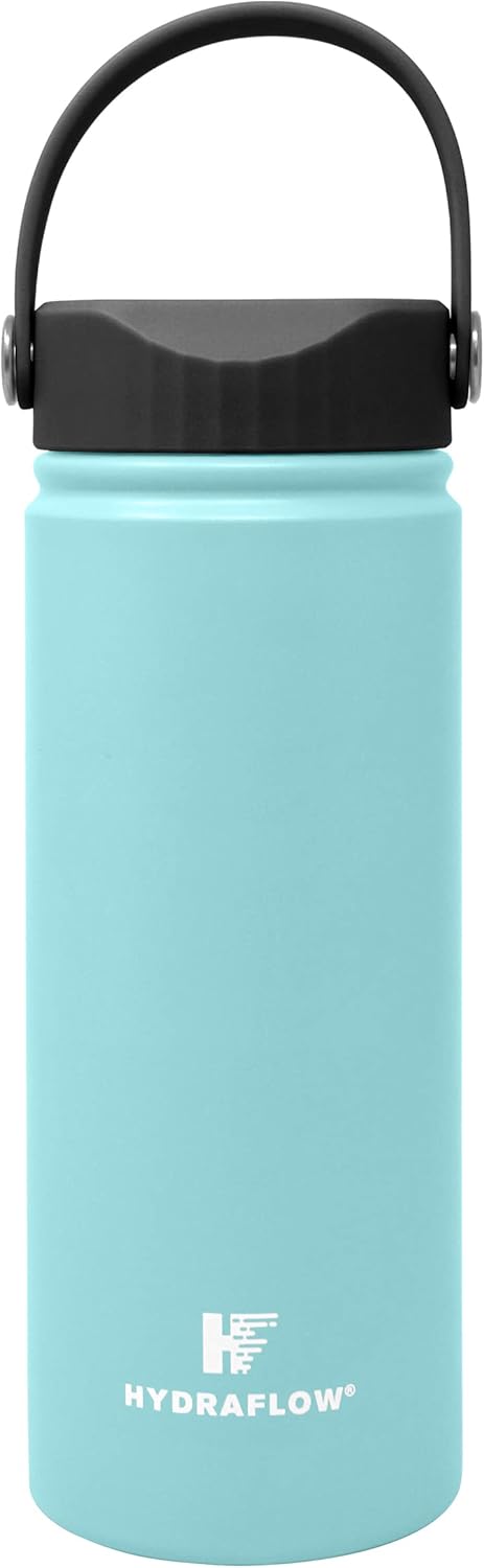 Hydraflow Hybrid – Botella de agua aislada al vacío de triple pared con tapa de boca ancha (17 onzas, agua polvo), termo de metal de acero