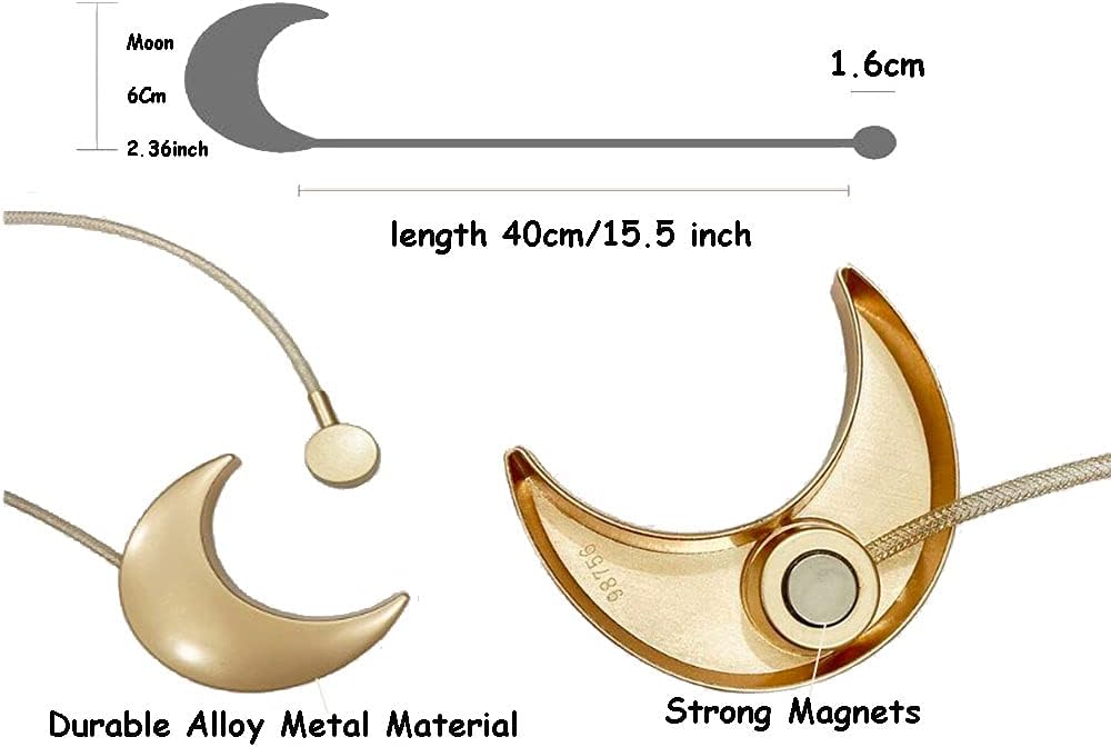 Alzapaños magnéticos de metal, 1 par de clips de metal para cortina de luna, sujetadores de cuerda, menisco, dorado, para cortinas decorativas para