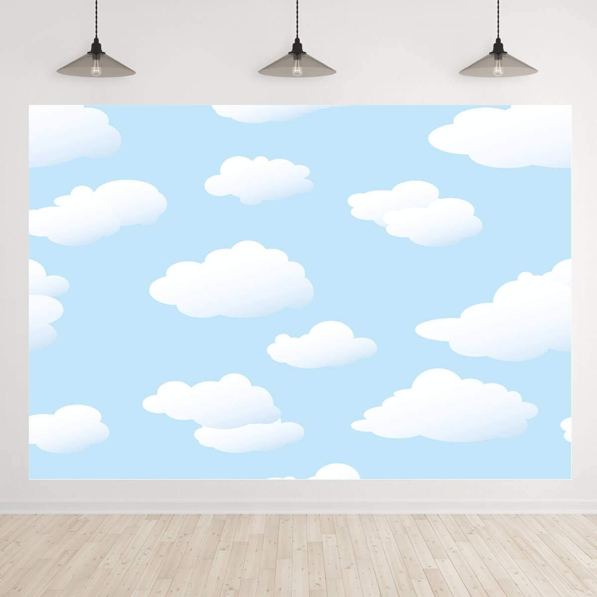 Telón de fondo de nube blanca cielo azul para fiesta de cumpleaños, fondo de fotografía para niños, accesorios de estudio de fotografía de 8 x 6 pies