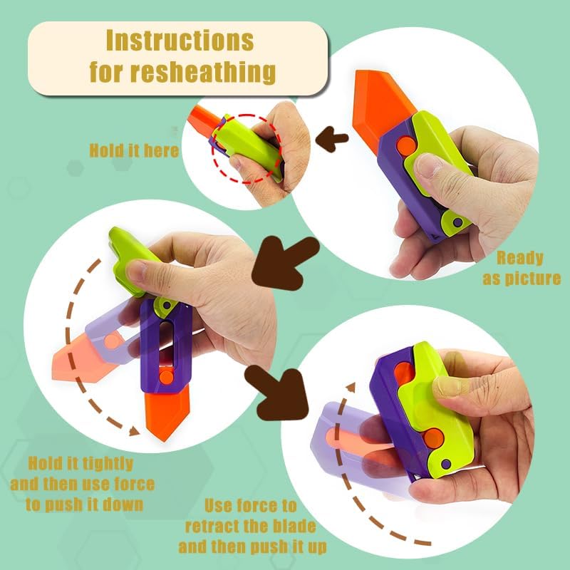 6 cuchillos para ansiedad, juguete de gravedad 3D, plástico de gravedad 3D, cuchilla de interruptor de juguete, impreso, cuchillo de impresión,
