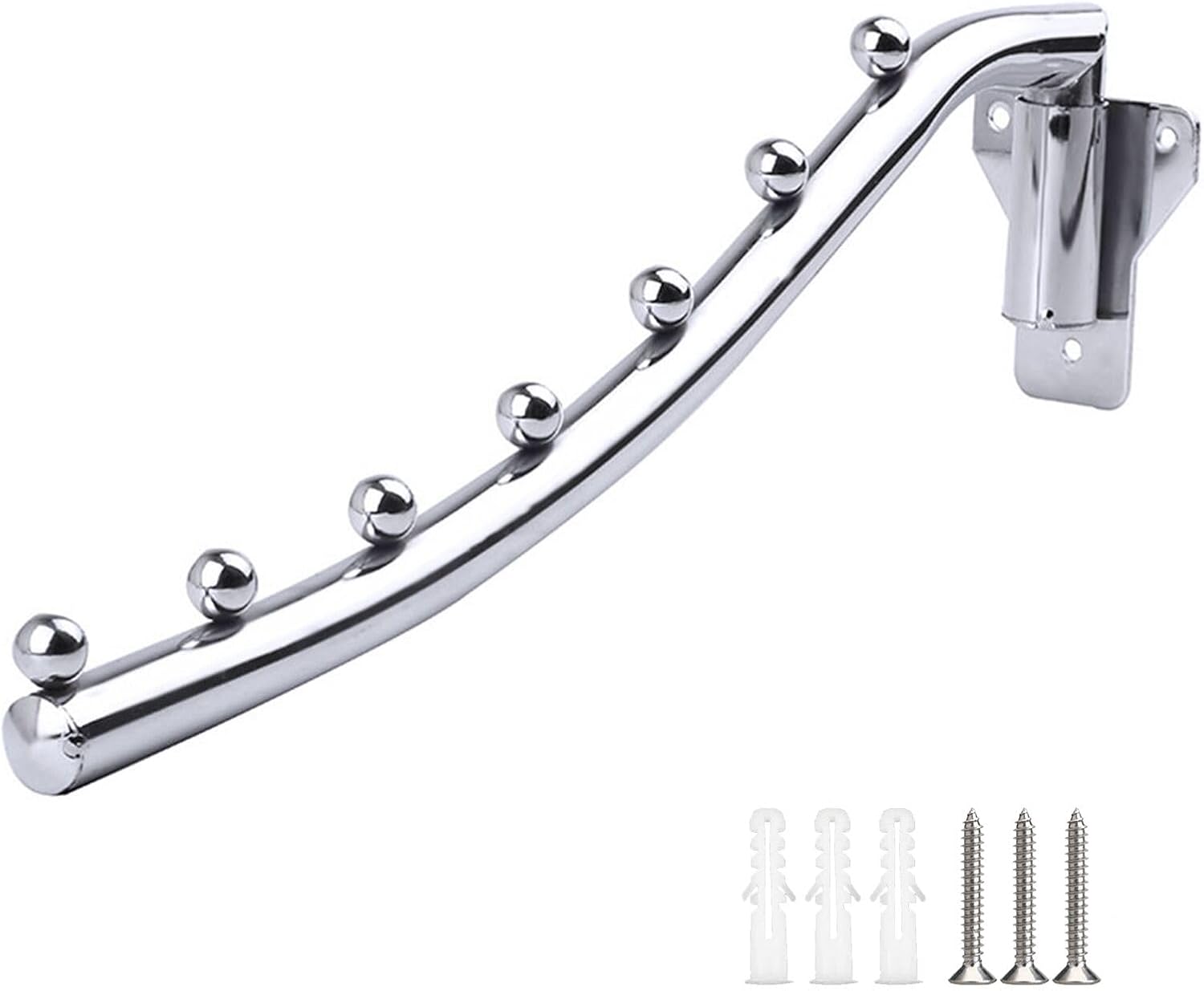 Percha plegable de acero inoxidable montado en la pared, colgador de metal, rotación de 180, colgador de ropa, ganchos de tela, almacenamiento de