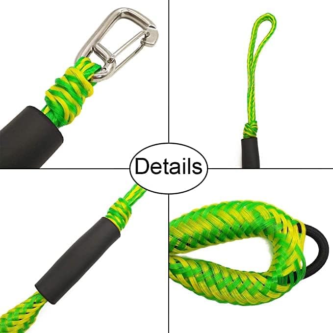Líneas de muelle elástico con gancho, paquete de 2 líneas elásticas para muelle de barco, cuerda de amarre para lancha, PWC, moto acuática, pontón,