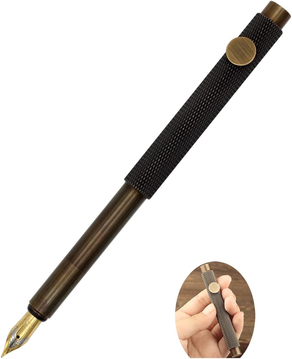 Gullor Bolígrafo de bolsillo vintage de latón portátil, encanto retro en un tamaño compacto para una experiencia de escritura encantadora