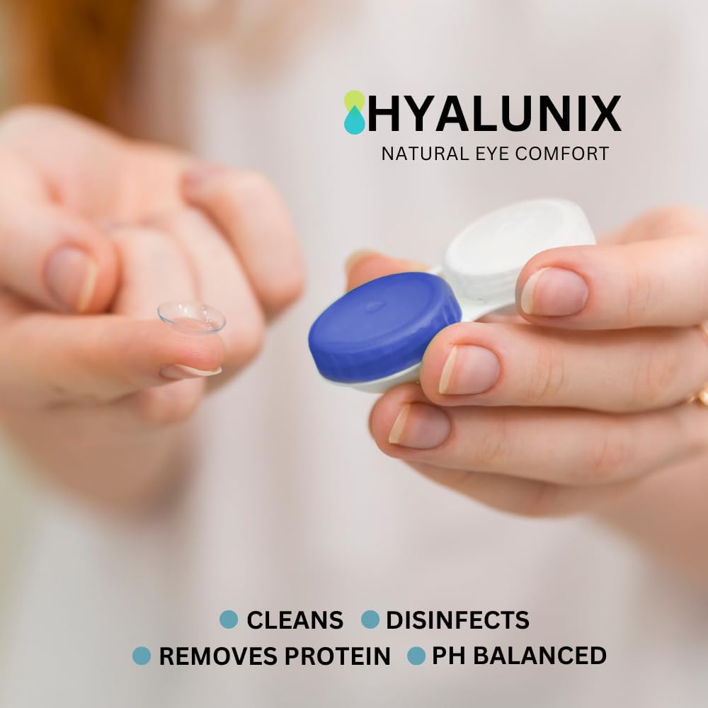 Hyalunix (4 unidades) 12 onzas líquidas  Solución de contacto multiusos para lentes de contacto  Hidratación mejorada para mayor comodidad,
