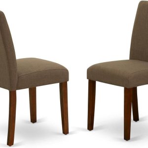 East West Furniture ABP3T18 Parson – Juego de 2 sillas acolchadas de tela de lino para comedor, color caoba East West Furniture ABP3T18 Parson – Juego de 2 sillas acolchadas de tela de lino para comedor, color caoba