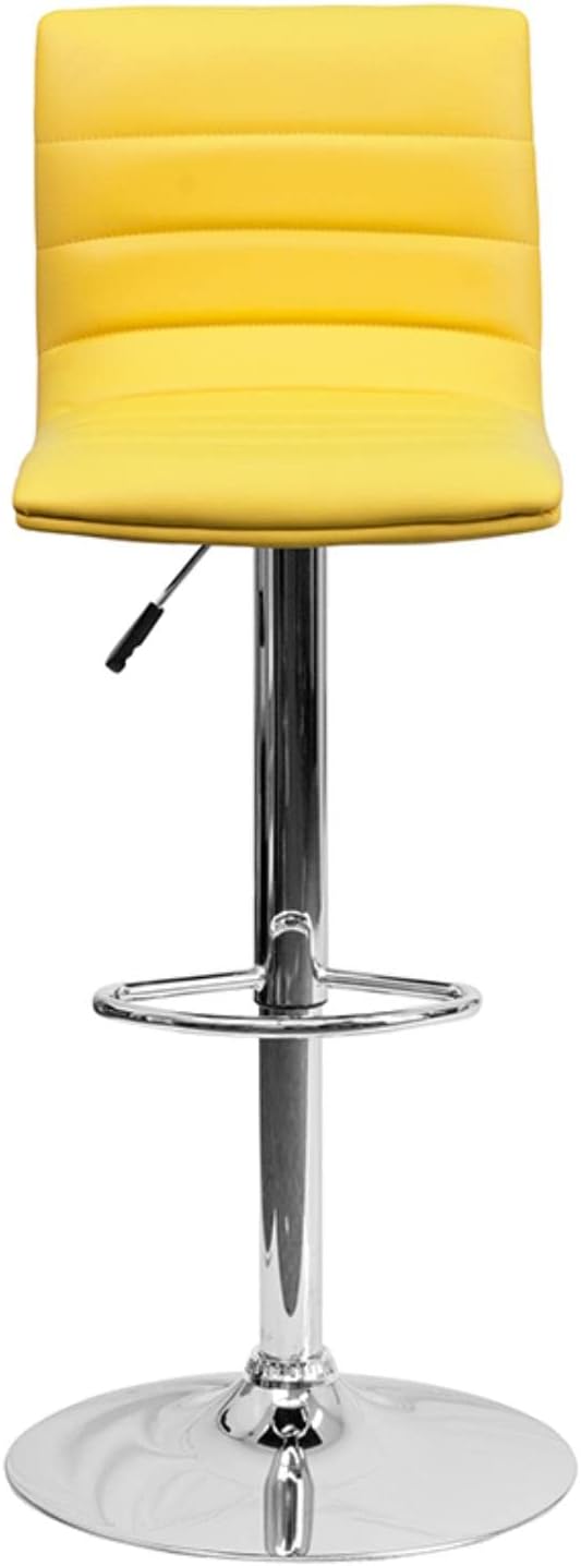 Flash Funiture silla de bar ajustable con base cromada, Vinilo, Amarillo