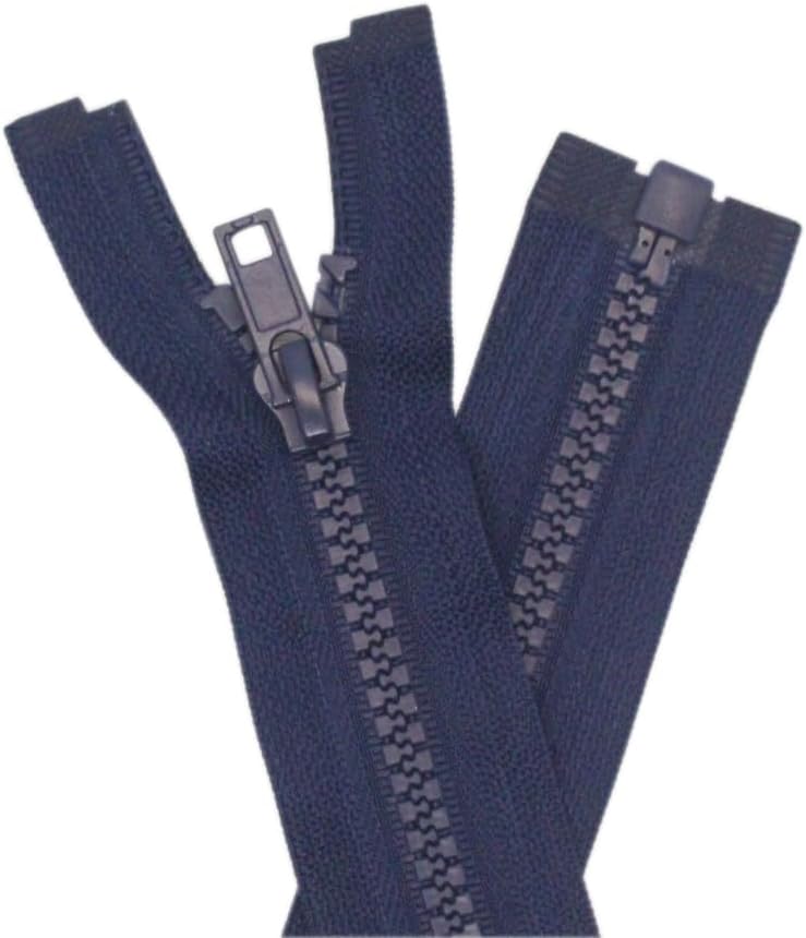 YaHoGa 2 cremalleras separadoras #5 de 25 pulgadas para chaquetas de costura, chaqueta con cremallera azul marino, cremalleras de plástico moldeadas