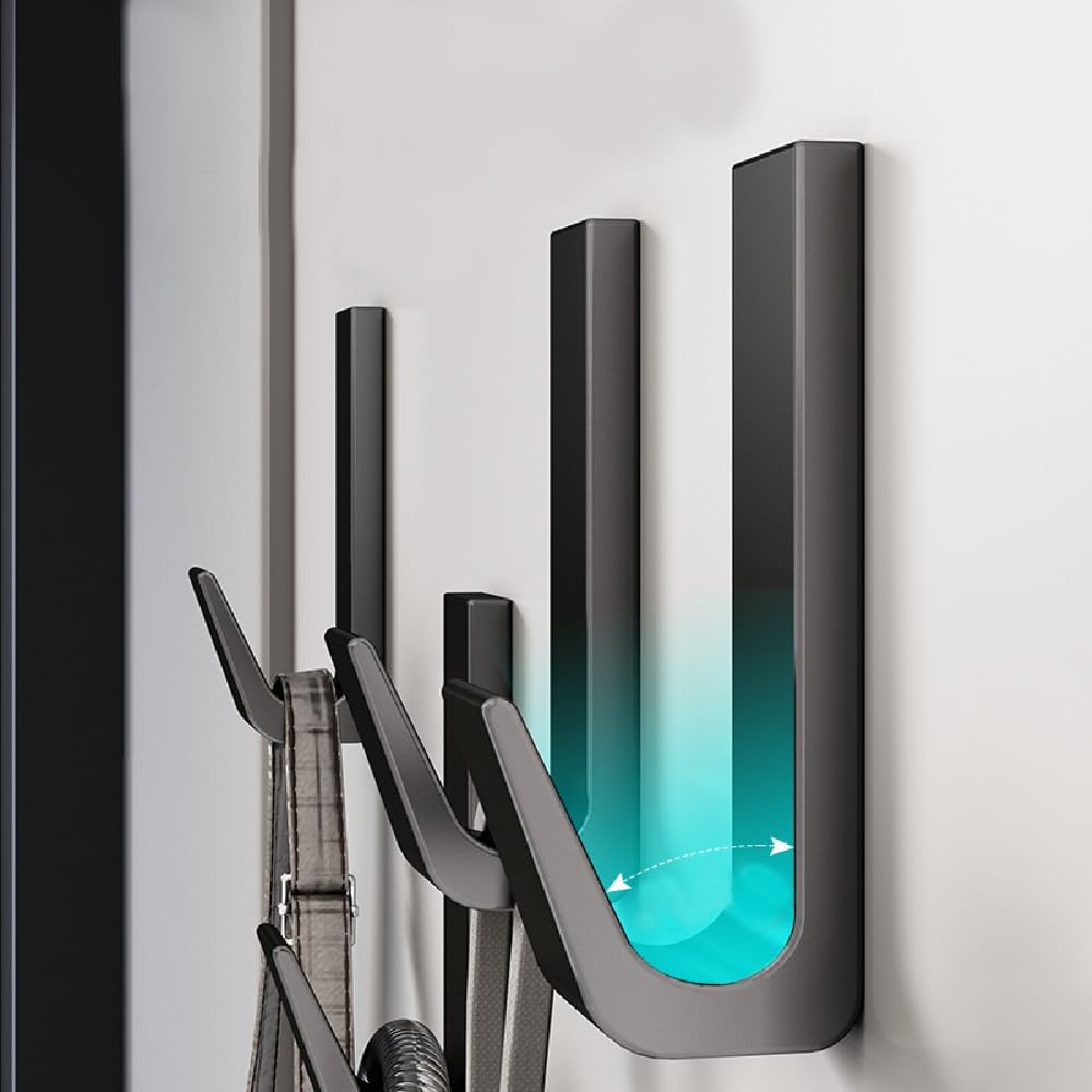 Ganchos adhesivos pequeños resistentes, 10 ganchos de pared adhesivos para colgar ganchos de toalla negros de acero inoxidable para baños, ganchos