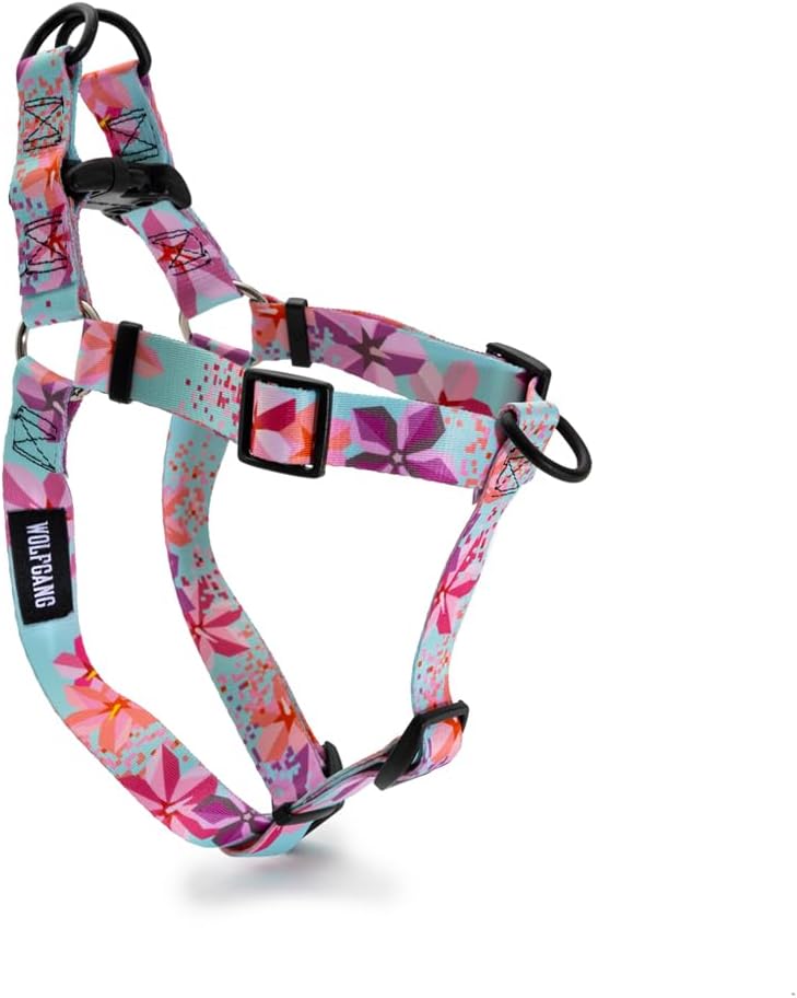 Wolfgang – Arnés de alta calidad sin tirones para perros pequeños, medianos y grandes, fabricado en Estados Unidos, estampado Digifloral, mediano