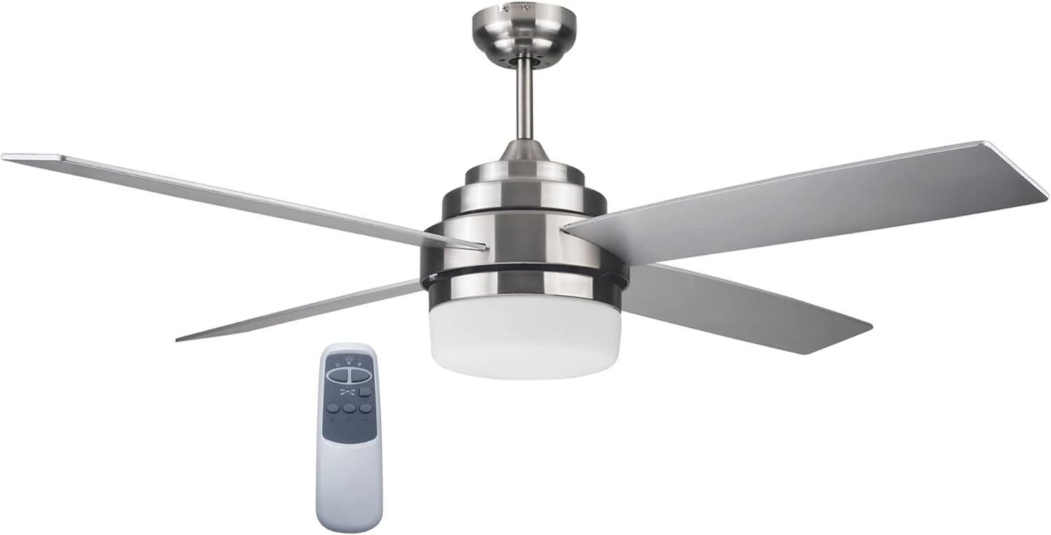 Design House 157354-BN Cali Ventilador de techo contemporáneo para interiores de 52 pulgadas con kit de luz LED, control remoto, níquel cepillado