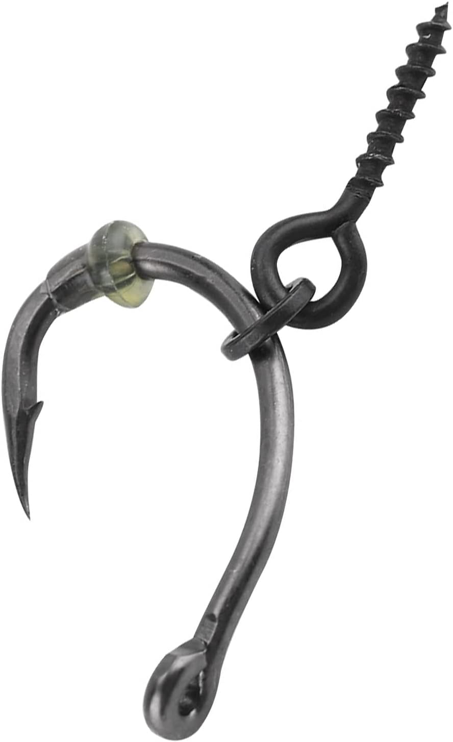 (10 tornillos de bucle+10 ganchos de 6# + 10 paradas de gancho) Kit de aparejo de pesca de carpa, anzuelos de pesca de agua dulce de alta