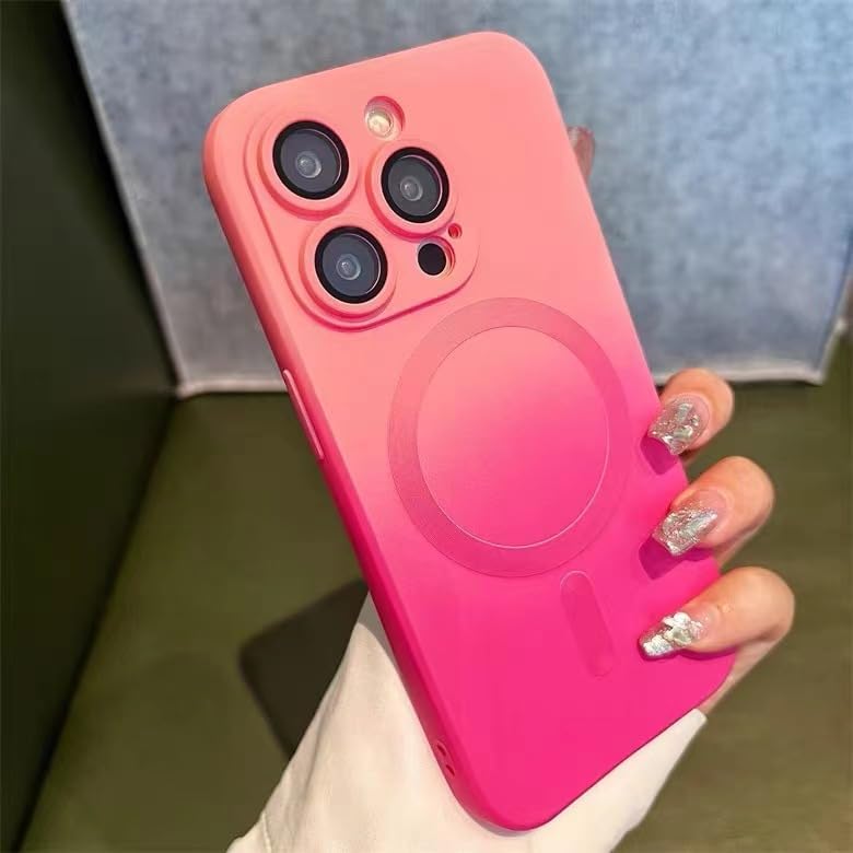 Jusy Funda para iPhone 12 Pro MaxCompatible con Magsafe, con protector de lente de cámara, funda magnética de silicona de color degradado, funda