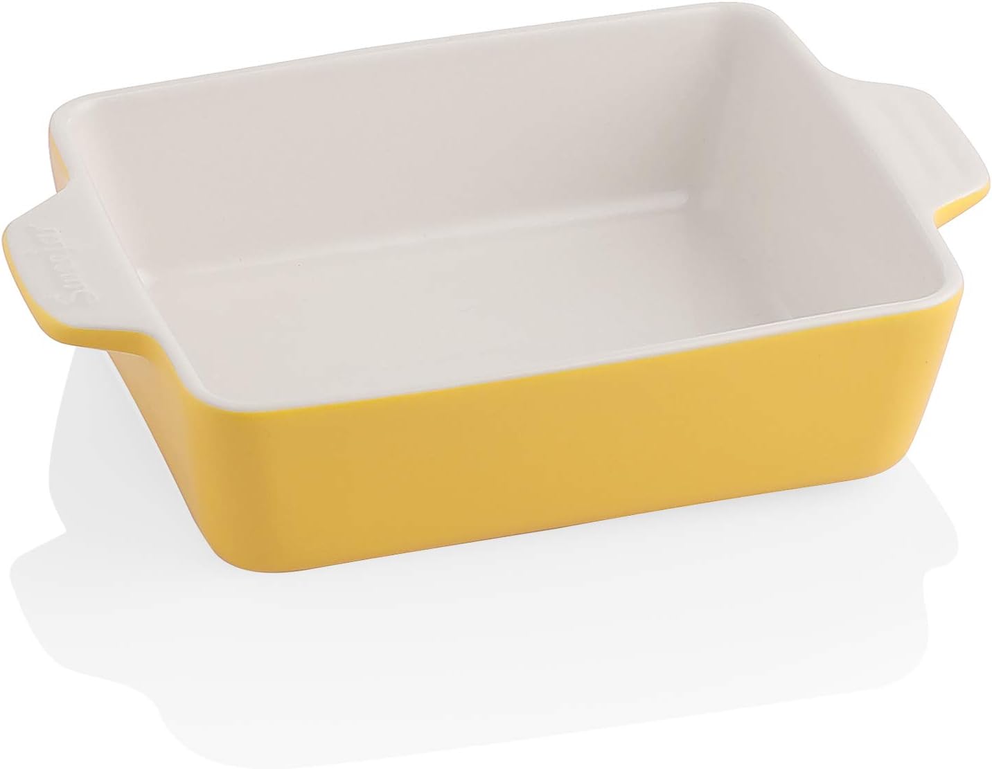 Sweejar Plato de cerámica para hornear, bandeja rectangular pequeña para hornear con asas dobles, 22 onzas para cocinar, brownie, cocina, 6.5 x 4.9