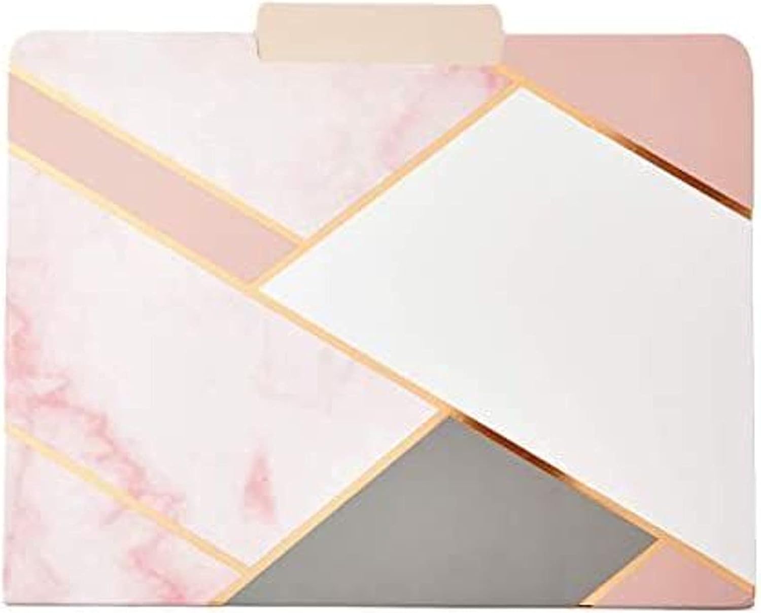 Carpetas geométricas de mármol, suministros de oficina de oro rosa (tamaño carta, paquete de 12)