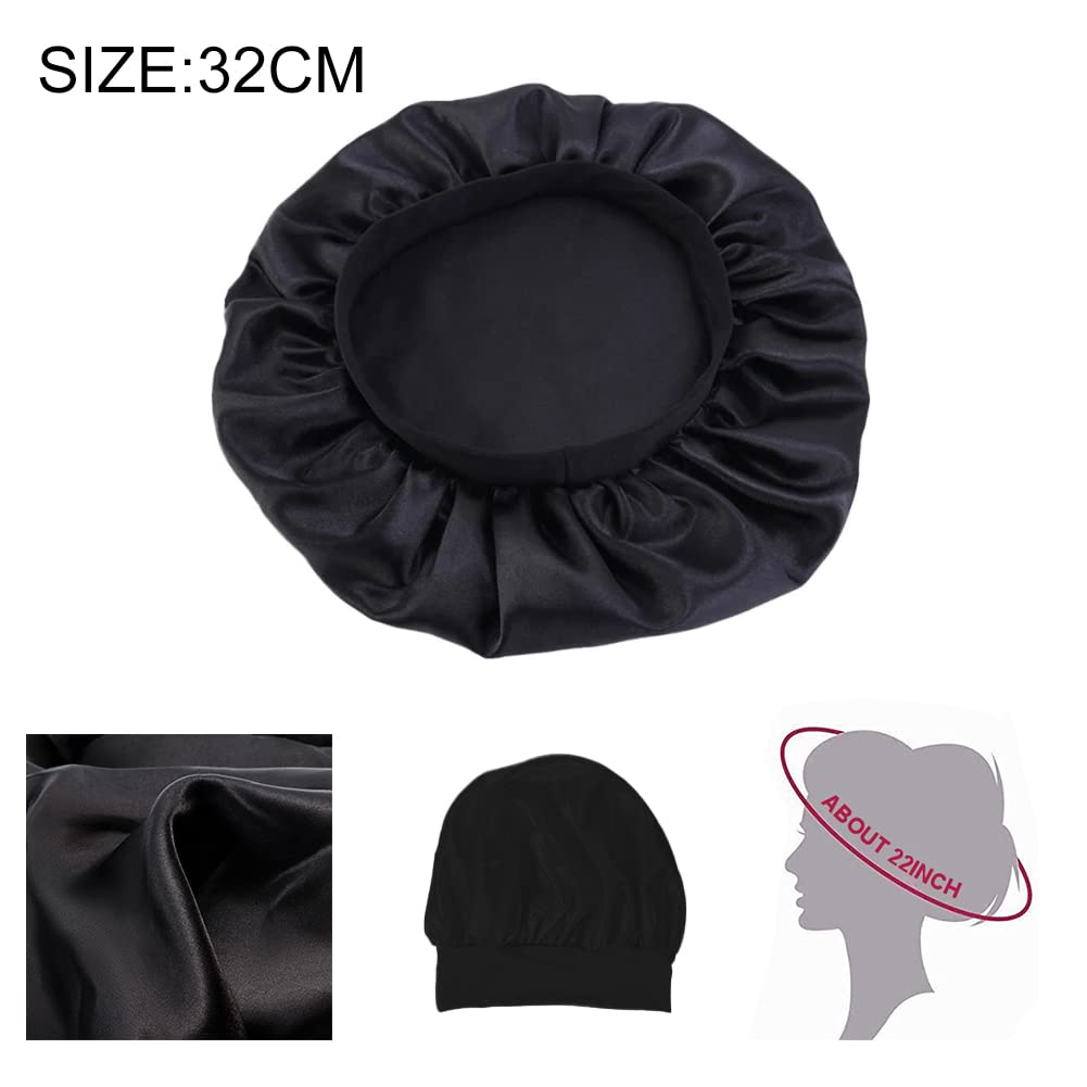 2 gorros de satén de seda para dormir, gorro de satén extra grande reversible para mujeres, cabello rizado natural, rubor de seda para dormir, suave