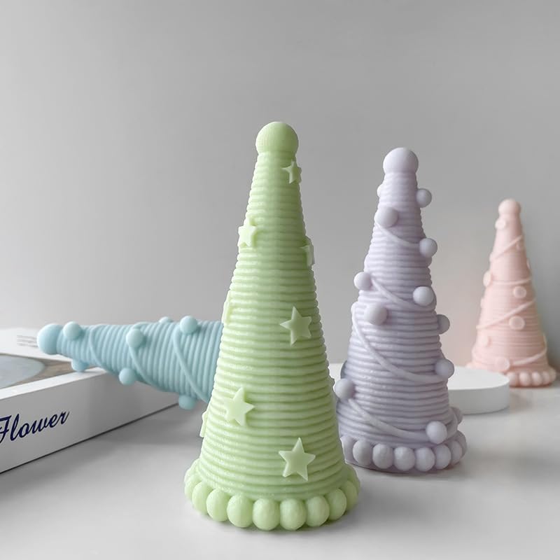 TOPYS KnittingTree – Molde de vela de lana para árbol de Navidad, molde de resina de silicona 3D para bricolaje, aromaterapia, velas, jabón, arcilla