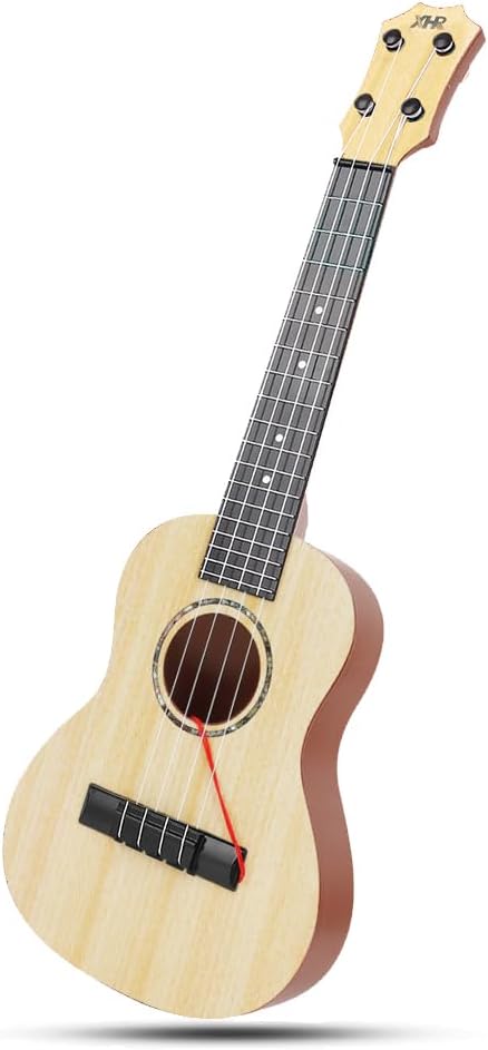 Raimy Guitarra ukelele de 21 pulgadas para niños, 4 cuerdas, mini guitarra para niños, instrumentos musicales, juguetes educativos con púas para