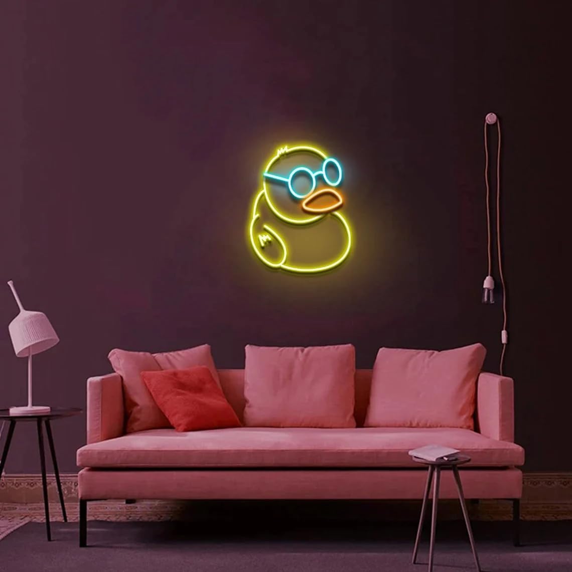 Divertido letrero de neón de pato animes, luces LED de dibujos animados japoneses, decoración de pared para el hogar, para negocios, tienda, bar,