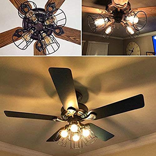 Jaula de protección de lámpara de metal de estilo vintage industrial para luces colgantes y soportes de lámpara vintage negro (1)