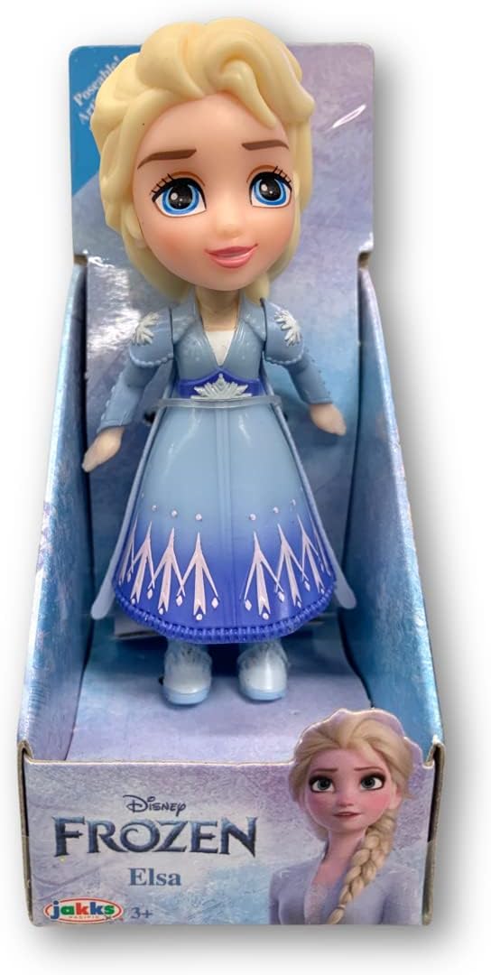 Amarina Empaquetado en caja transparente para regalo, mini muñeca de 3.5 pulgadas, a elegir entre los 14 personajes de Frozen de estilo (azul ELSA)