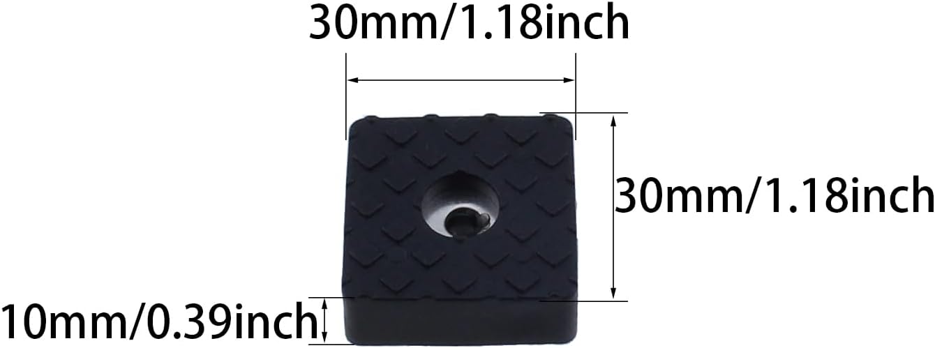 RLECS – 10 pies cuadrados de goma para muebles de 1.181 in x 1.181 in, forma cuadrada, color negro, antideslizantes, almohadillas de goma para patas