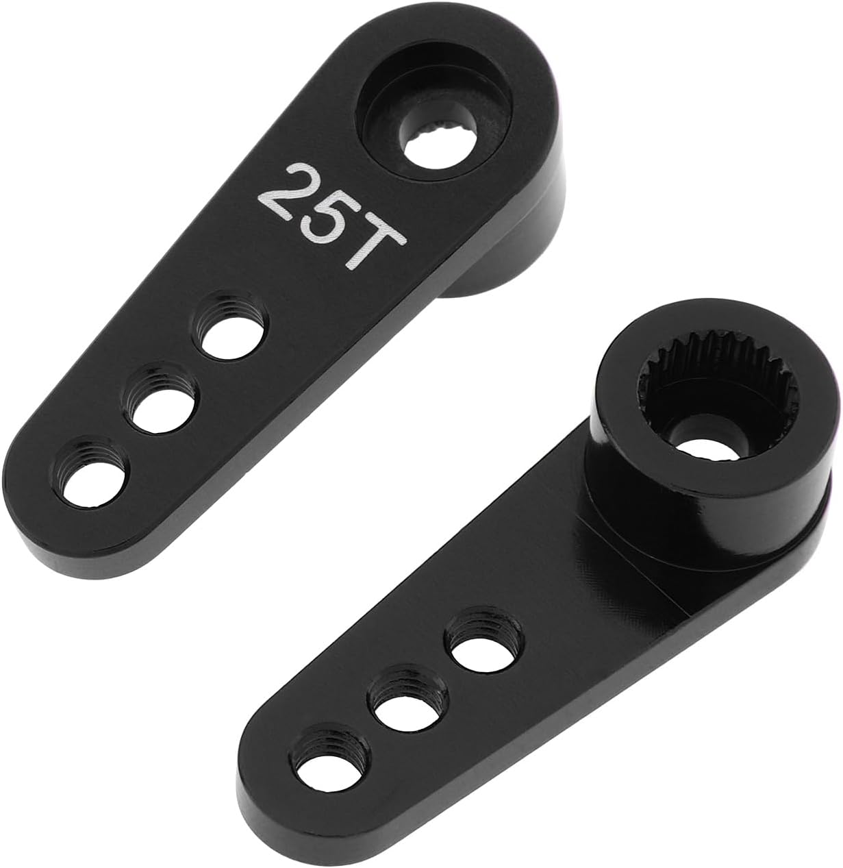 Paquete de 2 brazos de dirección de metal 25T servo bocina M3 hilos compatibles con modelos RCcoche camión buggy (negro)