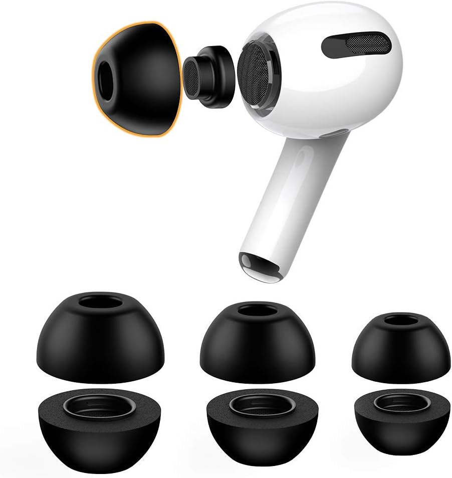 Lanwow Puntas de espuma viscoelástica prémium para AirPods Pro y AirPods Pro 2. Sin dolor de orejas de silicona. Almohadillas antideslizantes. Caben