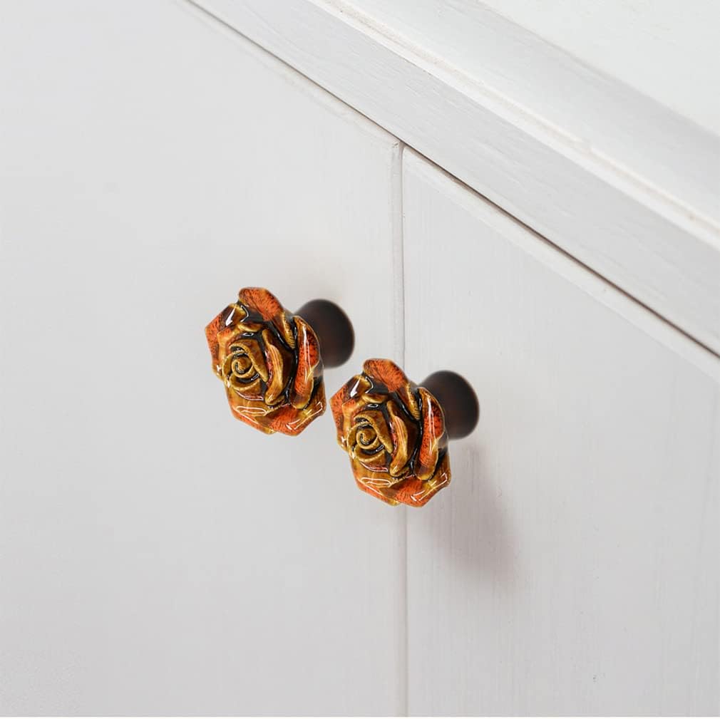 Paquete de 12 pomos de cerámica con diseño de rosas vintage, tiradores vintage de cerámica con 3 tornillos de tamaño para armario de cocina,