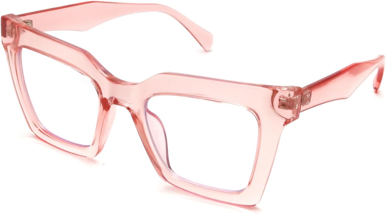 HGIOOIGH Elegantes anteojos de lectura cuadrados de gran tamaño para mujer, bloqueo de luz azul, a la moda, lindos lectores de computadora, estilo