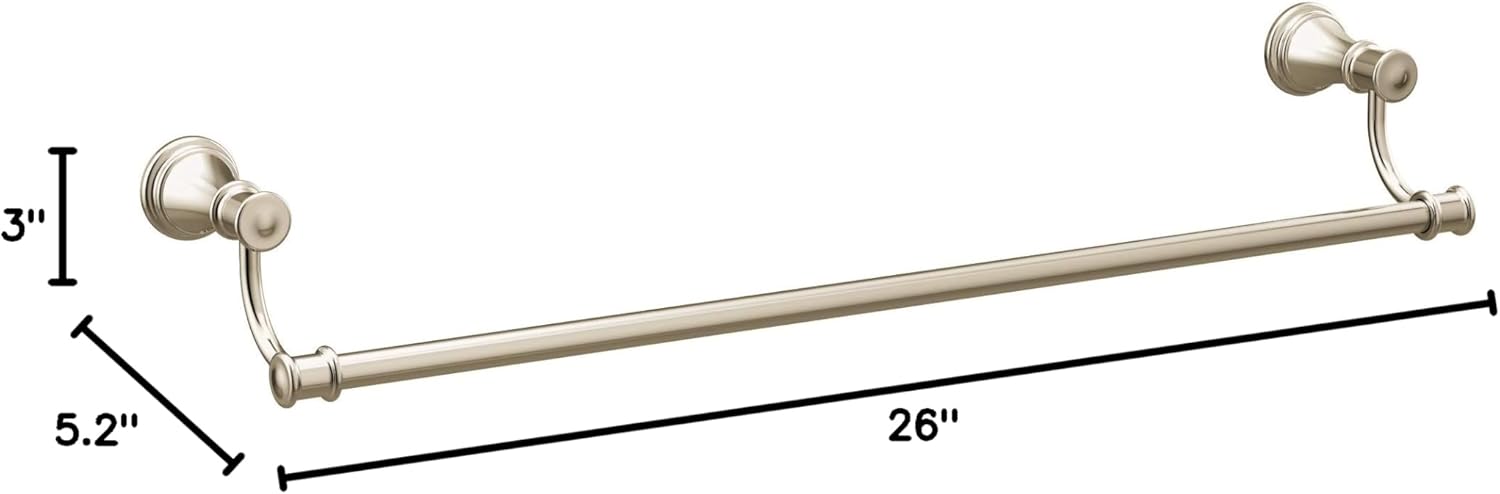 Moen YB6424NL Belfield – Toallero de baño de 24 pulgadas, níquel pulido