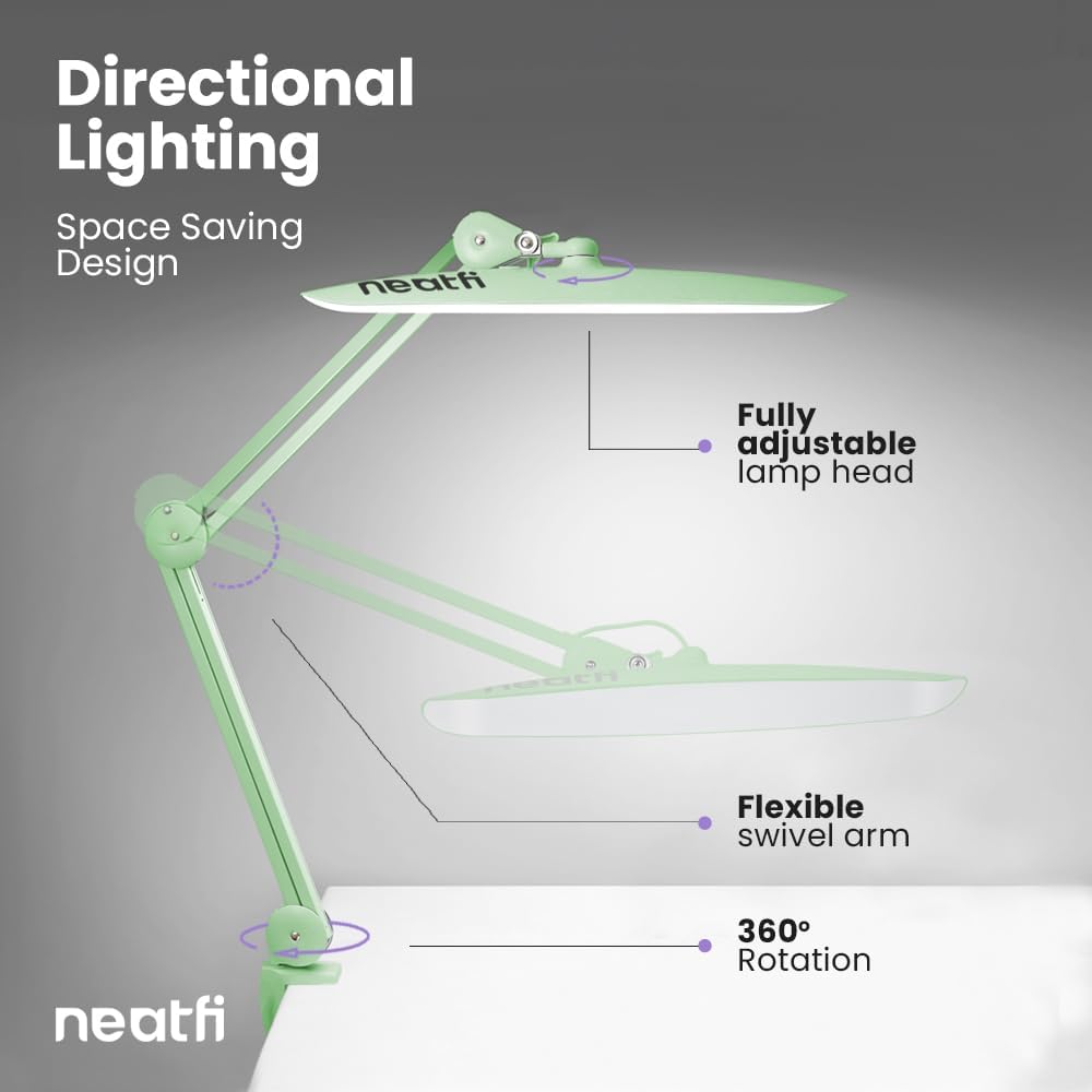 Neatfi – Lámpara de trabajo LED extragrande de 2200 lúmenes, lámpara superbrillante de 24 W, 117 LED SMD, brillo de 4 niveles, para hogar, oficina,