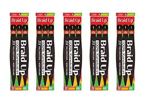 Outre – Trenza preestirada 100% Kanekalon de 46 pulgadas, 3X (paquete de 5, 2T1B425)