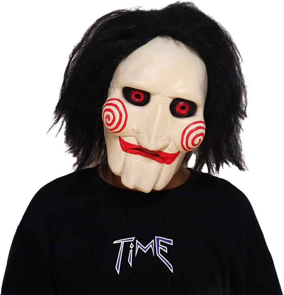 Máscara de sierra de Halloween, máscara de rompecabezas de asesino aterrador, máscara de Billy de película de terror, máscara de marioneta de