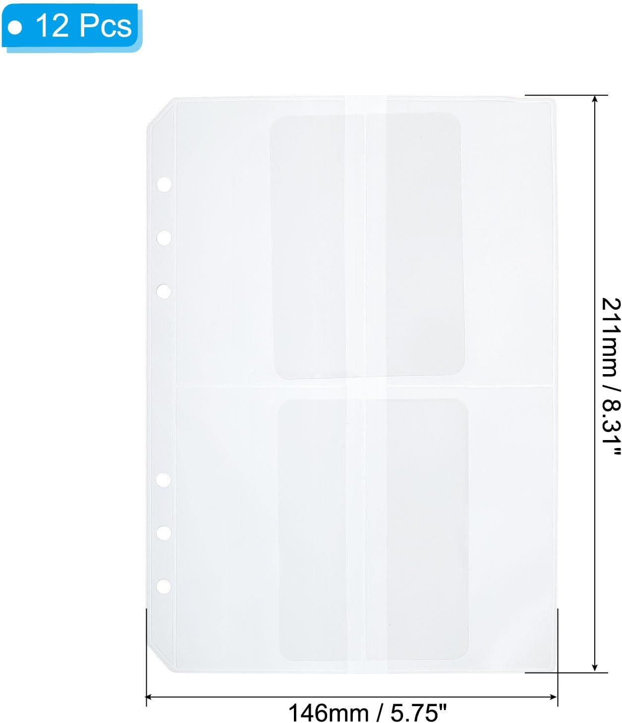 PATIKIL Carpeta A5, 4 bolsillos, paquete de 12 unidades de PVC con cremallera de 6 agujeros, carpetas para documentos, impermeable, almacenamiento