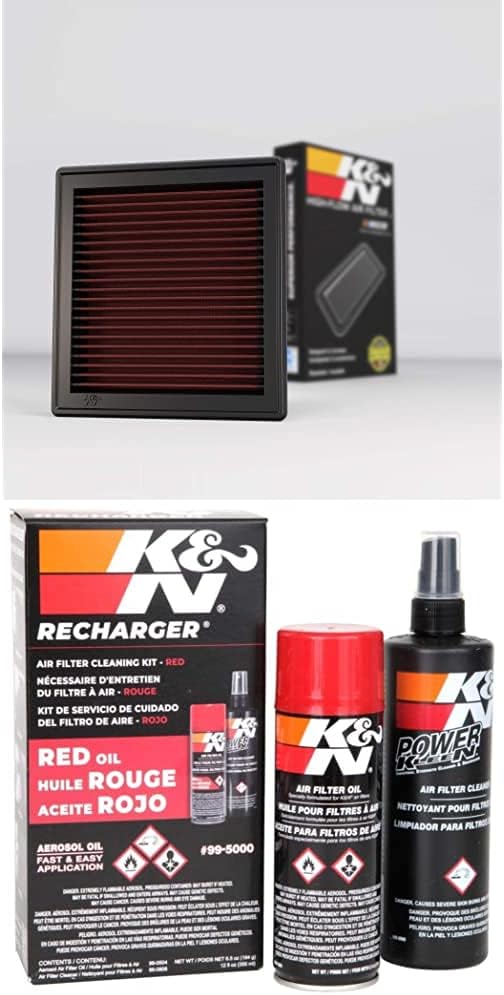 K&N Filtro de aire del motor alto rendimiento, premium, filtro de repuesto compatible con NissanInfinitiSuzukiFiat V6 (370Z, FairladyZ, Skyline 370