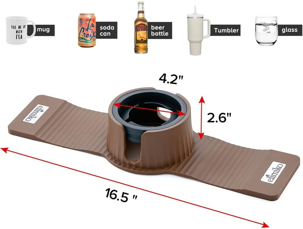 Elimiko – Soporte de silicona para bebidas para sofá con soporte de taza grande mejorado, para tazavasobebidacafébotellalatas, regalos para mamá,