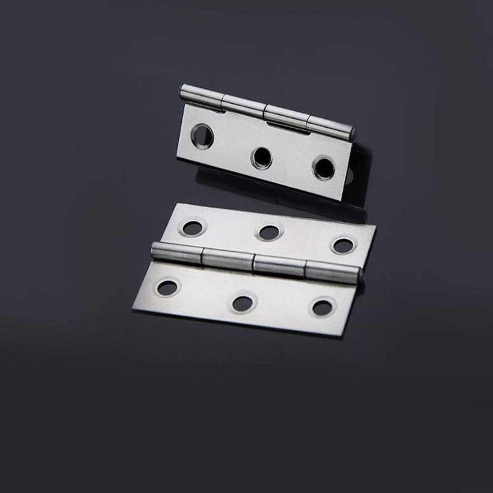 TamBee 20 bisagras plegables de 1.7 pulgadas para armario, armario, puerta, muebles para el hogar, acero inoxidable, tono plateado, 20 unidades