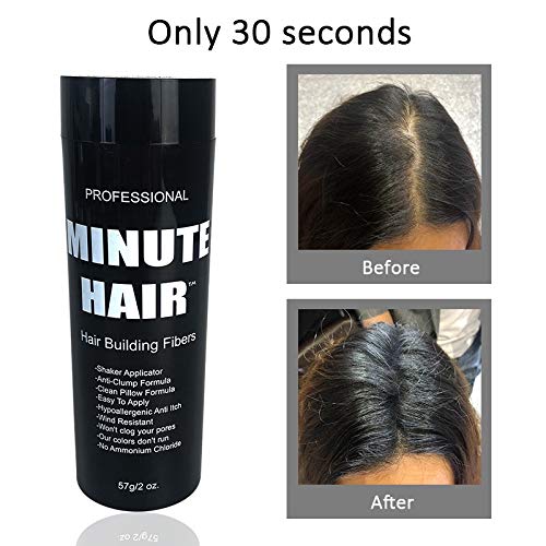 Botella de tamaño grande de 2.01 oz llena de fibras Minute Hair Fibers. Fibras de construcción de cabello de alta calidad. Gran cantidad de fibras