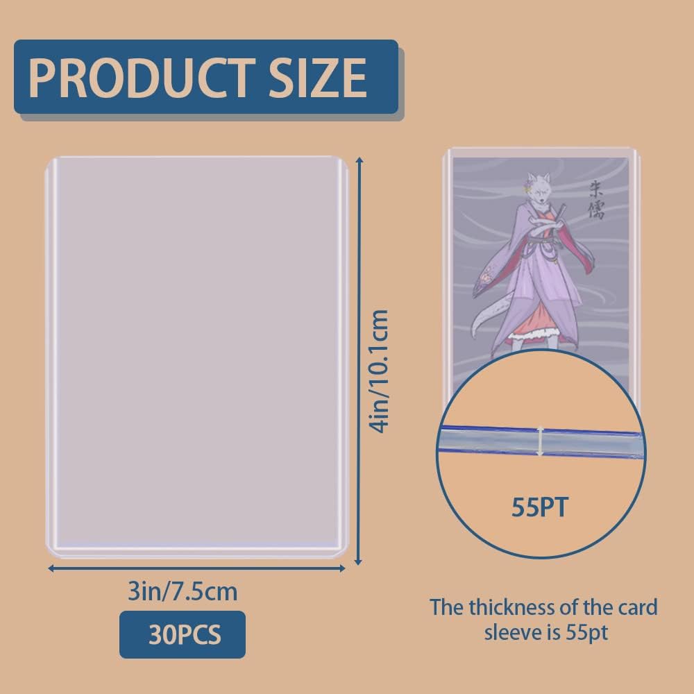30 cargadores superiores para tarjetas, fundas rígidas de 55 puntos, cargador superior transparente, protectores de tarjetas de béisbol para
