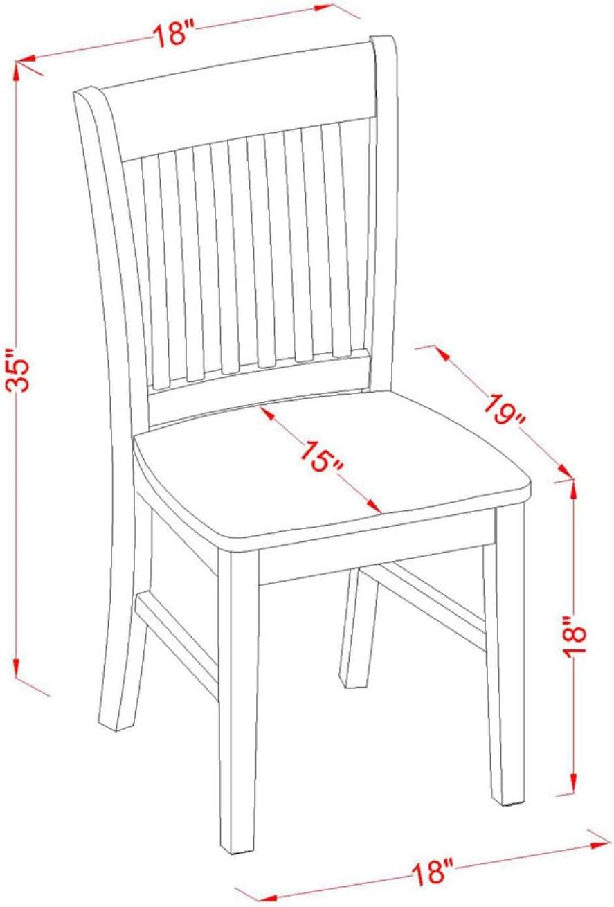 East West Furniture NOFK3-LWH-W – Juego de muebles de habitación de 3 piezas que contiene una mesa rectangular de madera con hoja de mariposa y 2