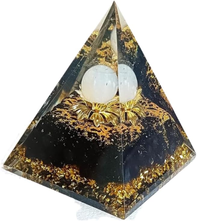 Pirámide de cristal de orgón, lapislázuli natural, pirámide de cristales curativos para protección de chakras, pirámide de constelación única para