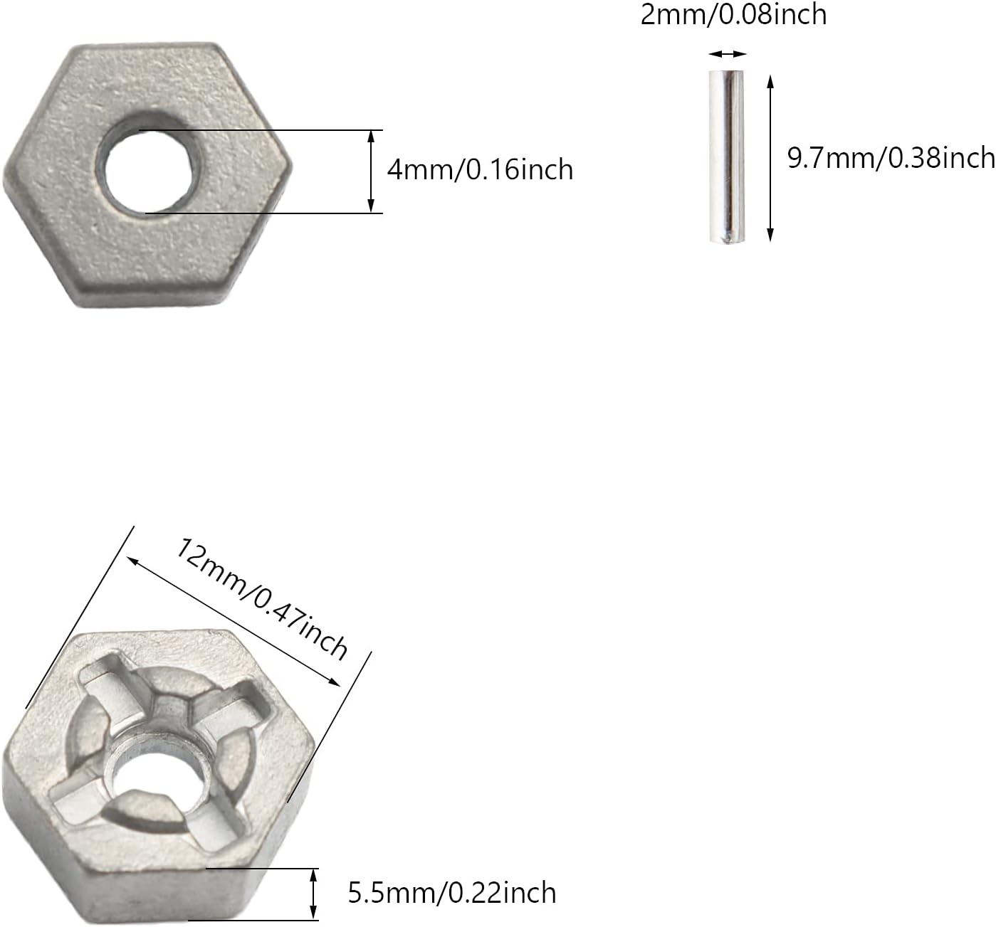 Piezas de repuesto Aleación de aluminio Rueda Hub Hex 25-ZJ09 LG-ZJ09 920-ZJ09 para 110 9125 9155 9156 S920 S921 RC Coche (4 PCS)