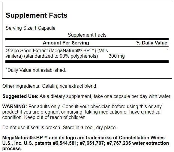 Swanson Meganatural-Bp Extracto de semilla de uva 300 miligramos 30 cápsulas