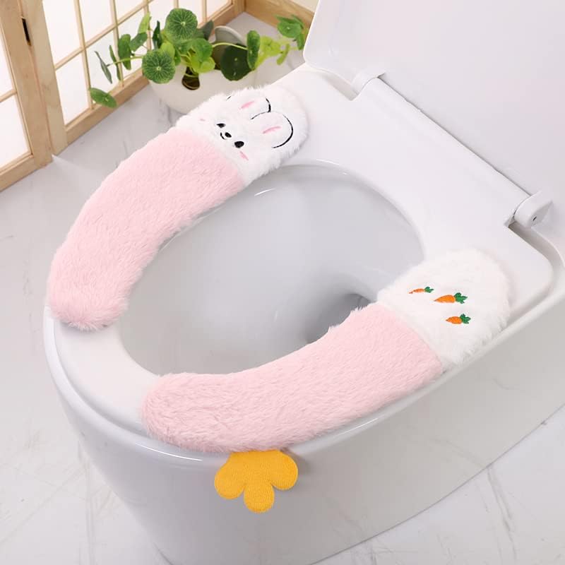 2 pares de fundas de asiento de inodoro, almohadilla gruesa pegajosa para asiento de inodoro, precioso asiento de inodoro de invierno, lavable,