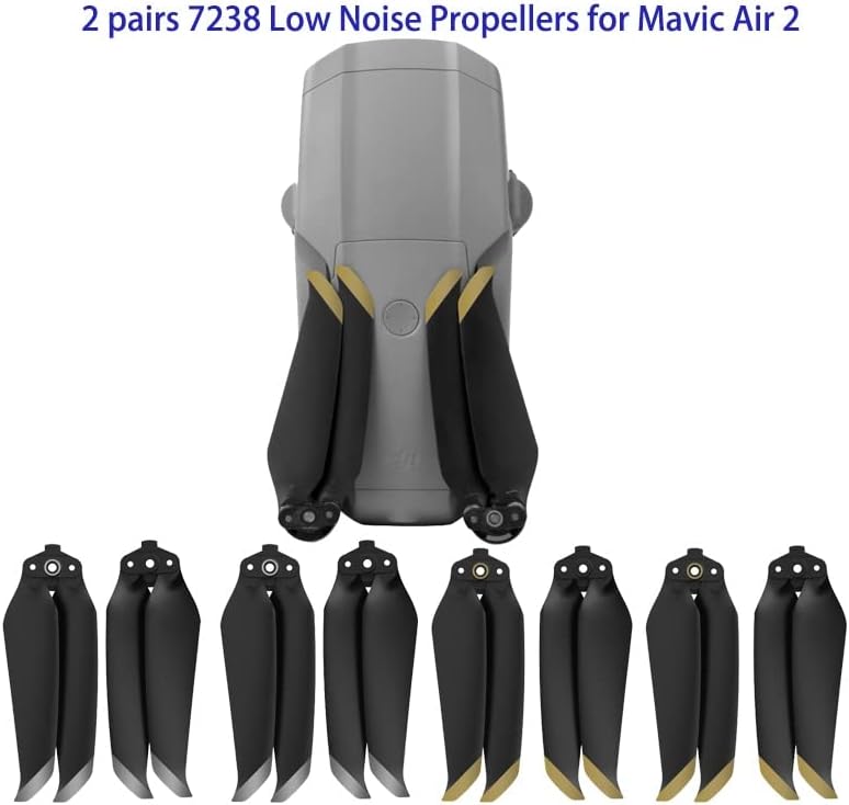 2 pares de hélices 7238 de bajo ruido 7238F para DJI Mavic Air 2 Drone Accesorios (color  2 pares dorados)